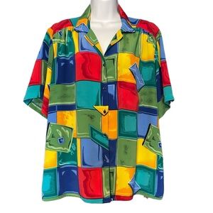 Alia vintage 80s geometric blouse